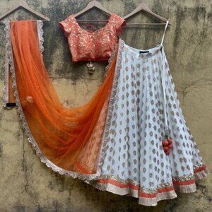 Elegant Orange and White Lehenga